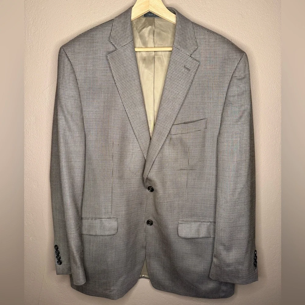 Lauren Ralph Lauren Wool & Silk Vintage Sport Coat Blazer Brown Herringbone 44R